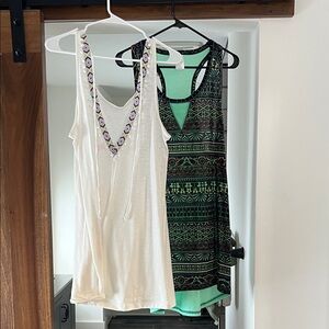 Patterned Green and White Swimsuit Cover-Ups